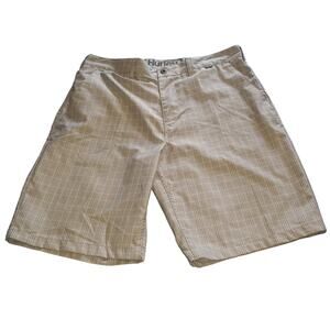 Hurley Hybrid Shorts Men's Size (34x10) Nike Dri-Fit Tan Gray Stretch Golf Beach